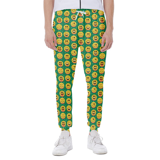 Cute Christmas Emoji Pattern Print Scuba Joggers