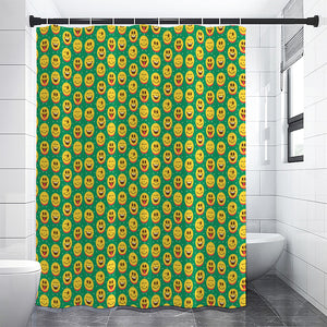 Cute Christmas Emoji Pattern Print Shower Curtain