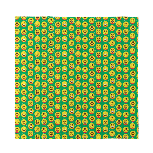 Cute Christmas Emoji Pattern Print Silk Bandana