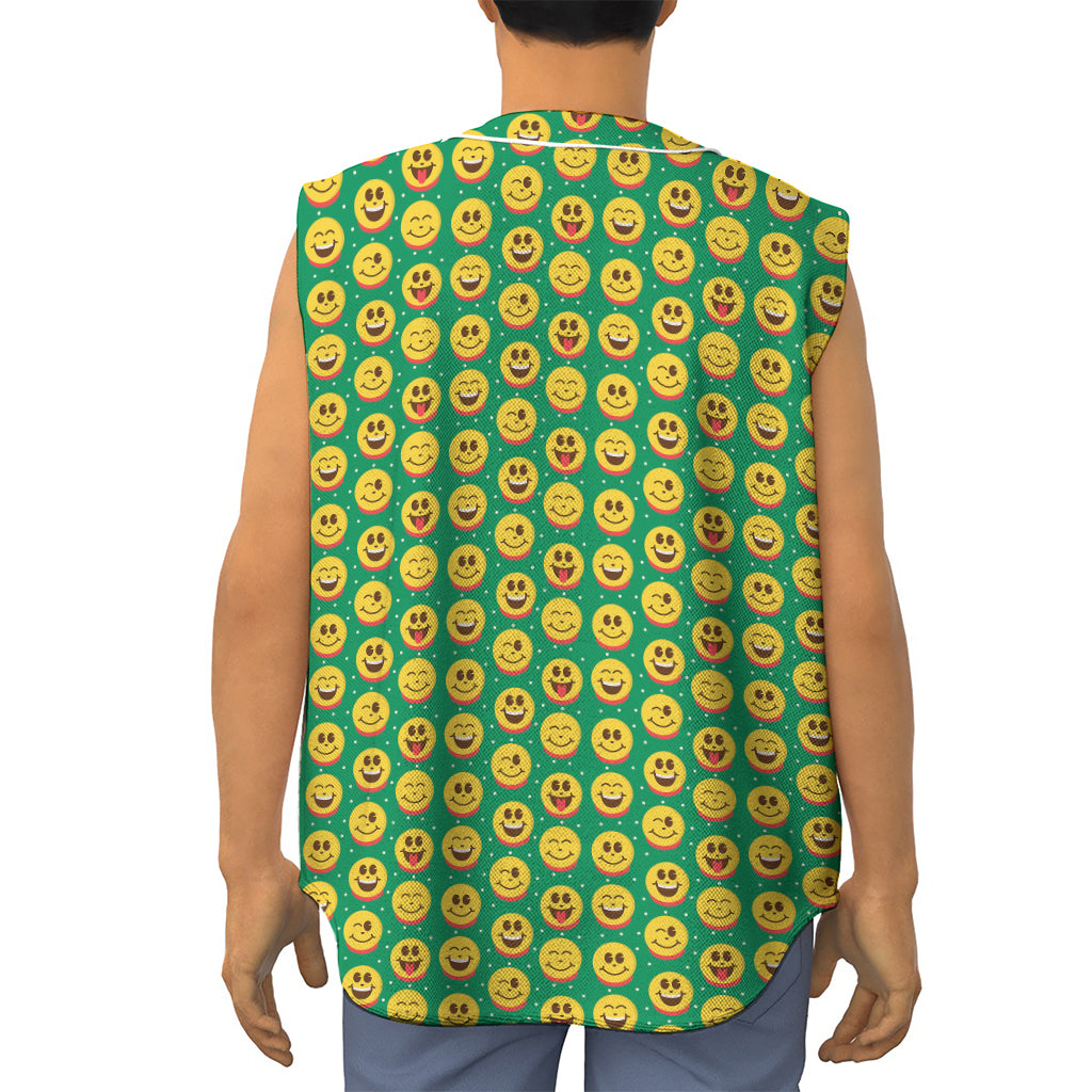 Cute Christmas Emoji Pattern Print Sleeveless Baseball Jersey