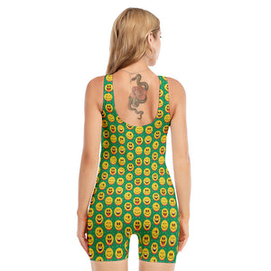 Cute Christmas Emoji Pattern Print Sleeveless One Piece Swimsuit