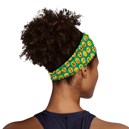 Cute Christmas Emoji Pattern Print Sports Headband