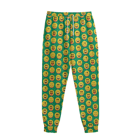 Cute Christmas Emoji Pattern Print Sweatpants