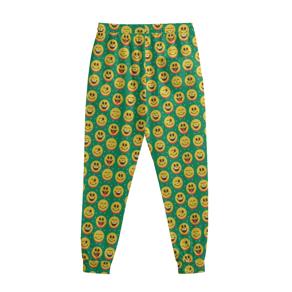 Cute Christmas Emoji Pattern Print Sweatpants