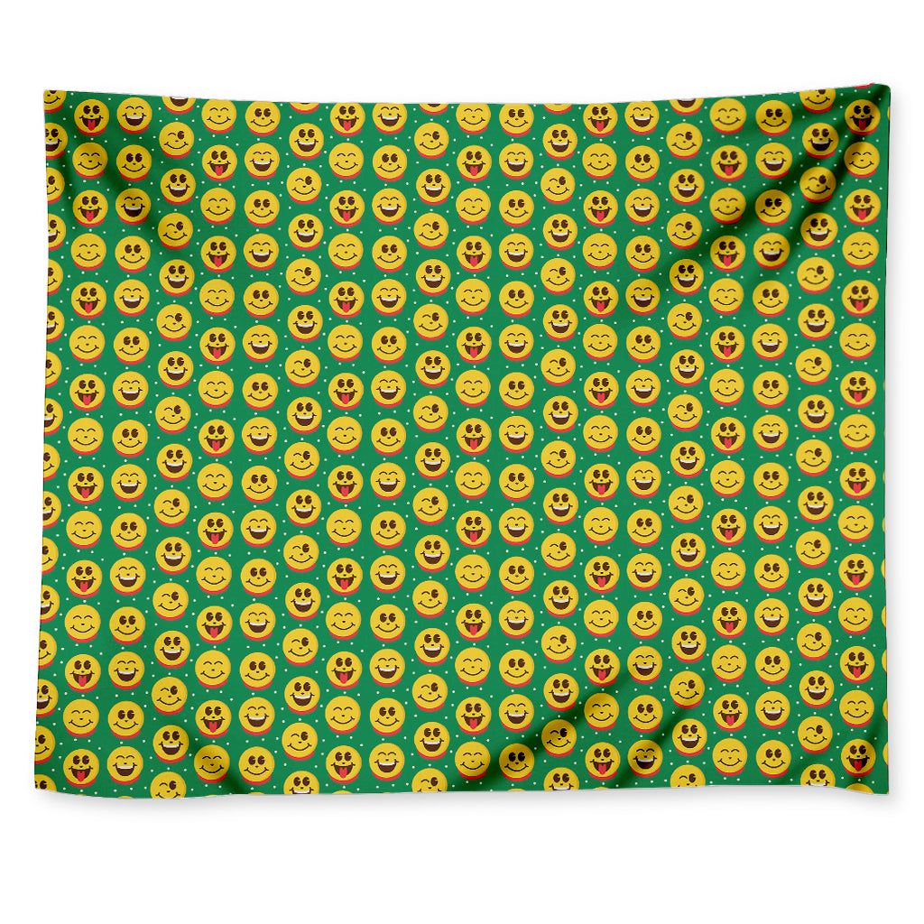 Cute Christmas Emoji Pattern Print Tapestry