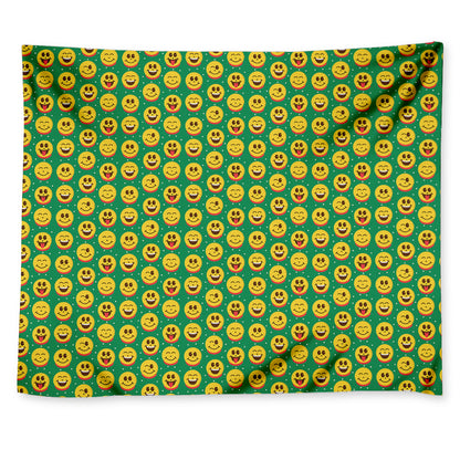 Cute Christmas Emoji Pattern Print Tapestry