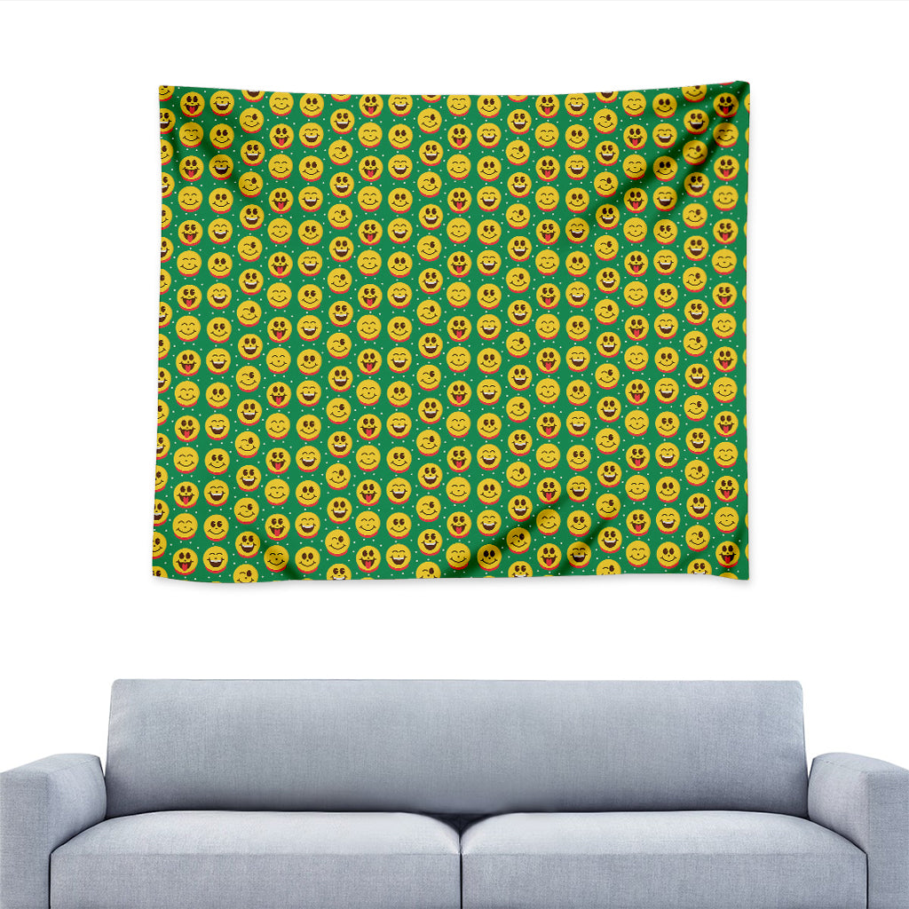 Cute Christmas Emoji Pattern Print Tapestry