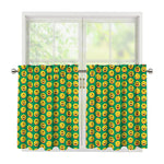 Cute Christmas Emoji Pattern Print Tier Curtains