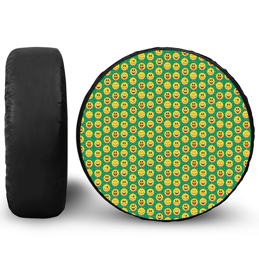 Cute Christmas Emoji Pattern Print Tire Cover