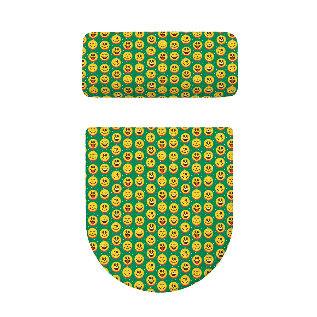 Cute Christmas Emoji Pattern Print Toilet Lid And Tank Cover Set