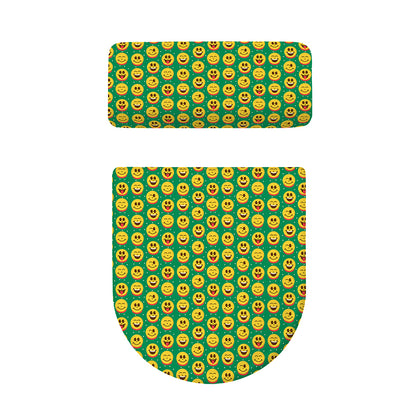 Cute Christmas Emoji Pattern Print Toilet Lid And Tank Cover Set