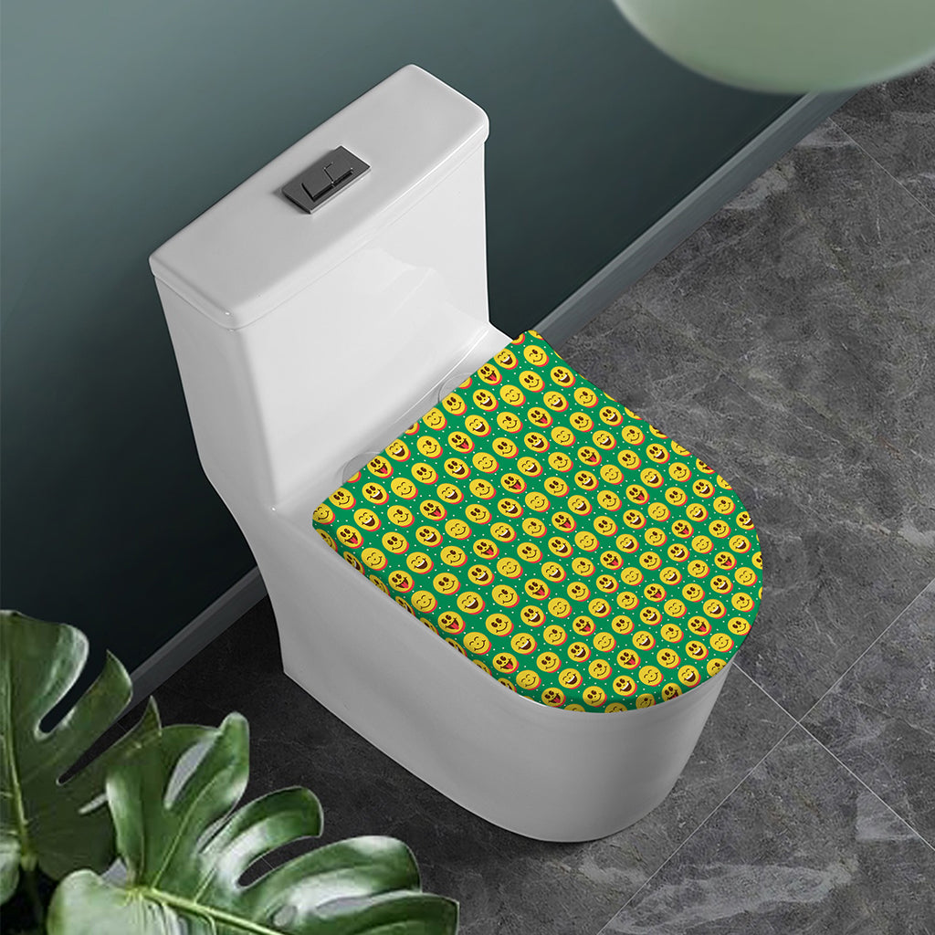 Cute Christmas Emoji Pattern Print Toilet Lid Cover