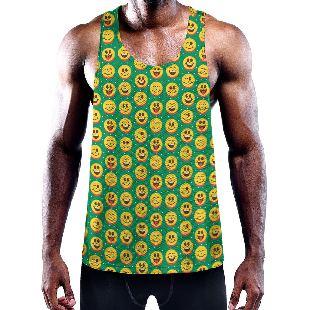 Cute Christmas Emoji Pattern Print Training Tank Top