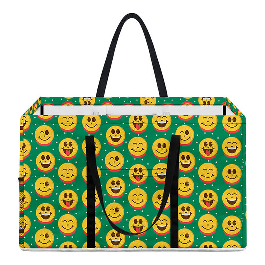 Cute Christmas Emoji Pattern Print Utility Tote Bag