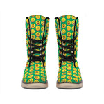 Cute Christmas Emoji Pattern Print Winter Boots