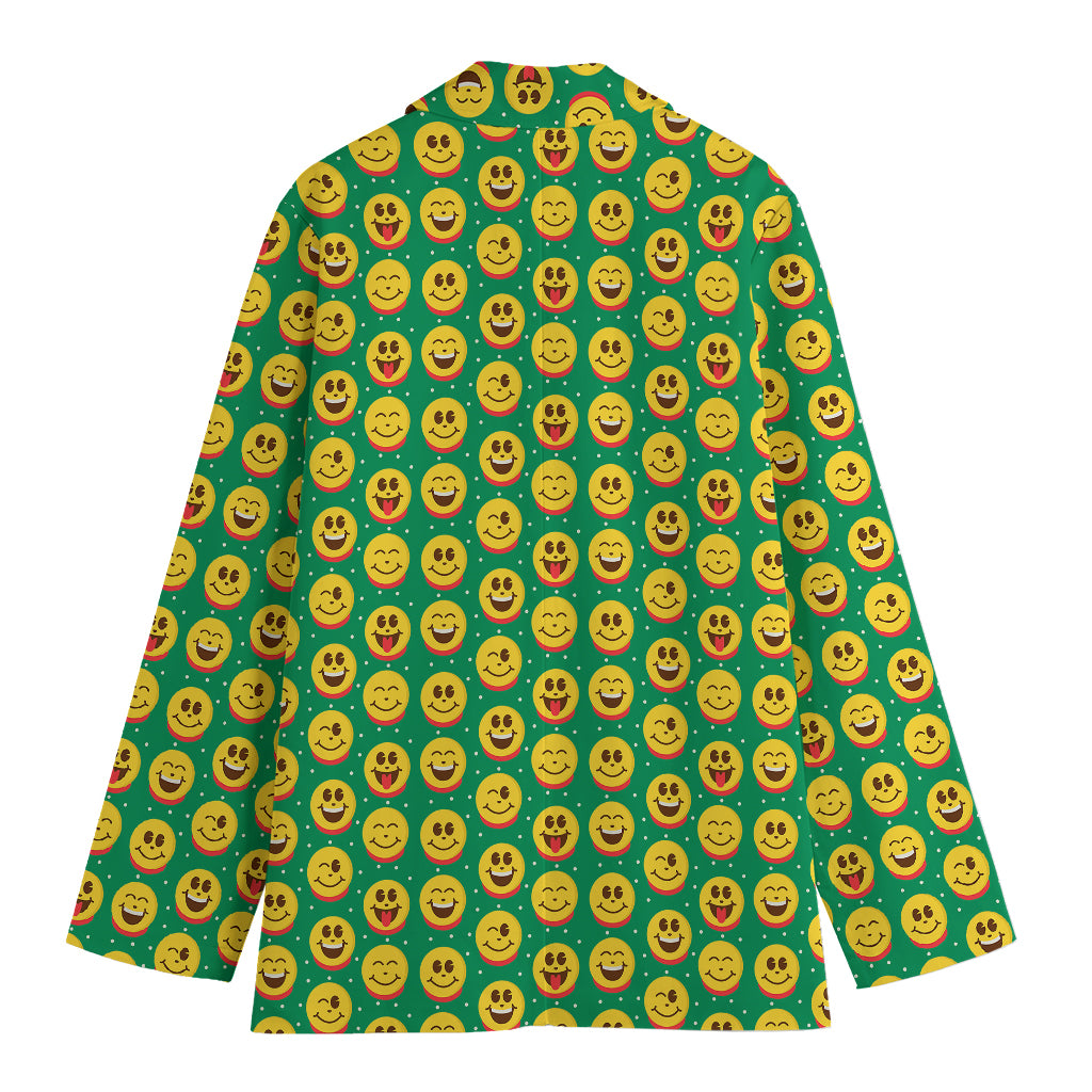 Cute Christmas Emoji Pattern Print Women's Blazer