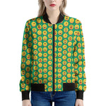 Cute Christmas Emoji Pattern Print Women's Bomber Jacket