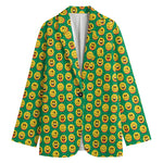 Cute Christmas Emoji Pattern Print Women's Cotton Blazer