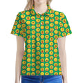 Cute Christmas Emoji Pattern Print Women's Polo Shirt