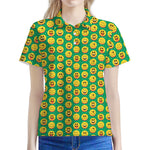 Cute Christmas Emoji Pattern Print Women's Polo Shirt
