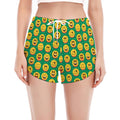 Cute Christmas Emoji Pattern Print Women's Split Running Shorts