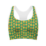 Cute Christmas Emoji Pattern Print Women's Sports Bra