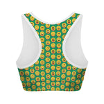 Cute Christmas Emoji Pattern Print Women's Sports Bra