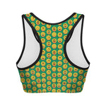 Cute Christmas Emoji Pattern Print Women's Sports Bra