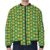 Cute Christmas Emoji Pattern Print Zip Sleeve Bomber Jacket