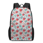 Cute Christmas Poinsettia Pattern Print 17 Inch Backpack