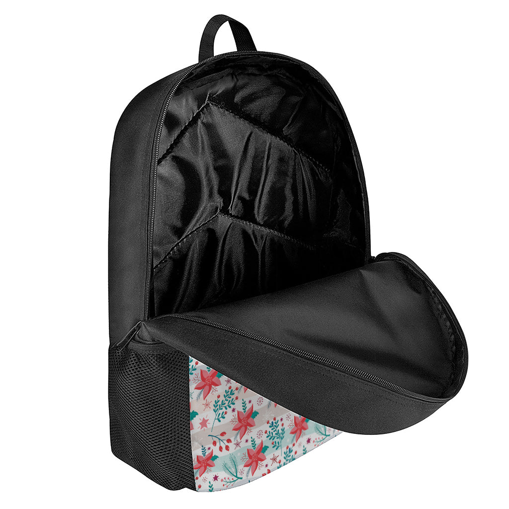 Cute Christmas Poinsettia Pattern Print 17 Inch Backpack