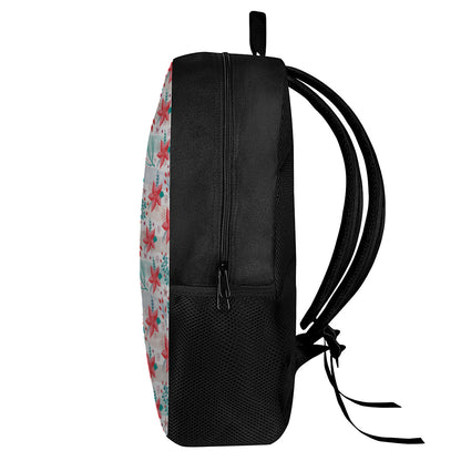 Cute Christmas Poinsettia Pattern Print 17 Inch Backpack