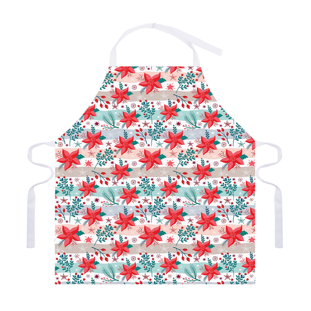 Cute Christmas Poinsettia Pattern Print Adjustable Apron