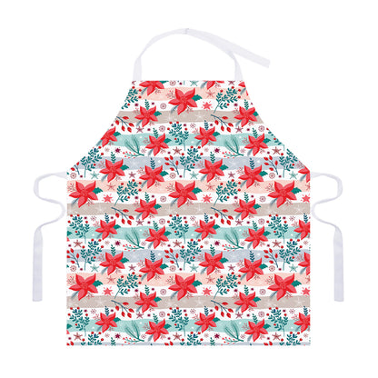 Cute Christmas Poinsettia Pattern Print Adjustable Apron