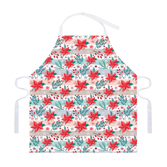 Cute Christmas Poinsettia Pattern Print Adjustable Apron