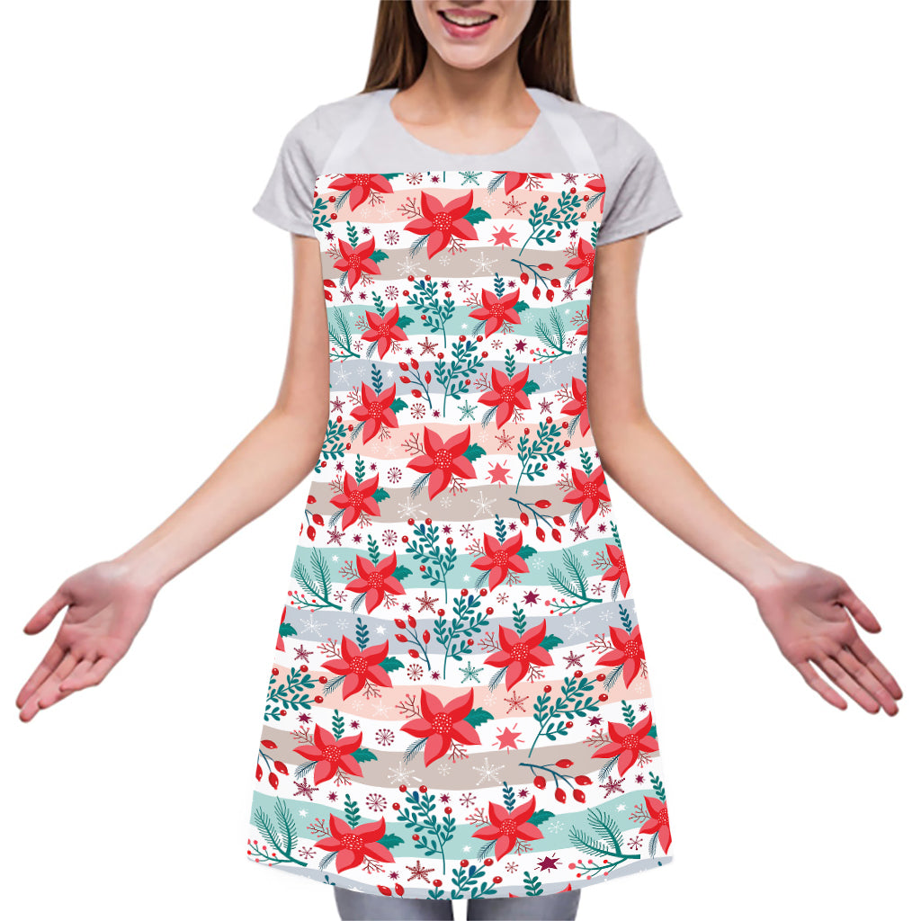 Cute Christmas Poinsettia Pattern Print Adjustable Apron