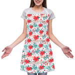 Cute Christmas Poinsettia Pattern Print Adjustable Apron