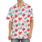 Cute Christmas Poinsettia Pattern Print Aloha Shirt