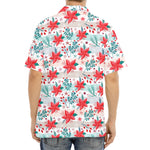 Cute Christmas Poinsettia Pattern Print Aloha Shirt