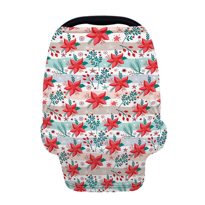 Cute Christmas Poinsettia Pattern Print Baby Seat Cover