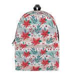 Cute Christmas Poinsettia Pattern Print Backpack