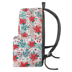 Cute Christmas Poinsettia Pattern Print Backpack