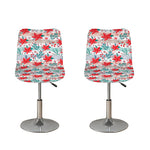 Cute Christmas Poinsettia Pattern Print Bar Stool Covers
