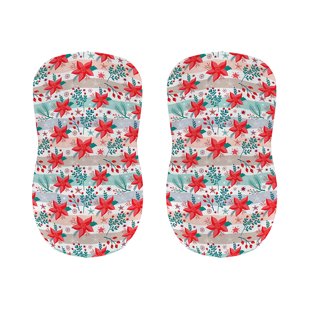 Cute Christmas Poinsettia Pattern Print Bar Stool Covers