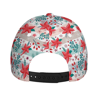 Cute Christmas Poinsettia Pattern Print Baseball Cap