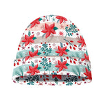 Cute Christmas Poinsettia Pattern Print Beanie