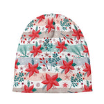 Cute Christmas Poinsettia Pattern Print Beanie
