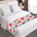 Cute Christmas Poinsettia Pattern Print Bed Runner