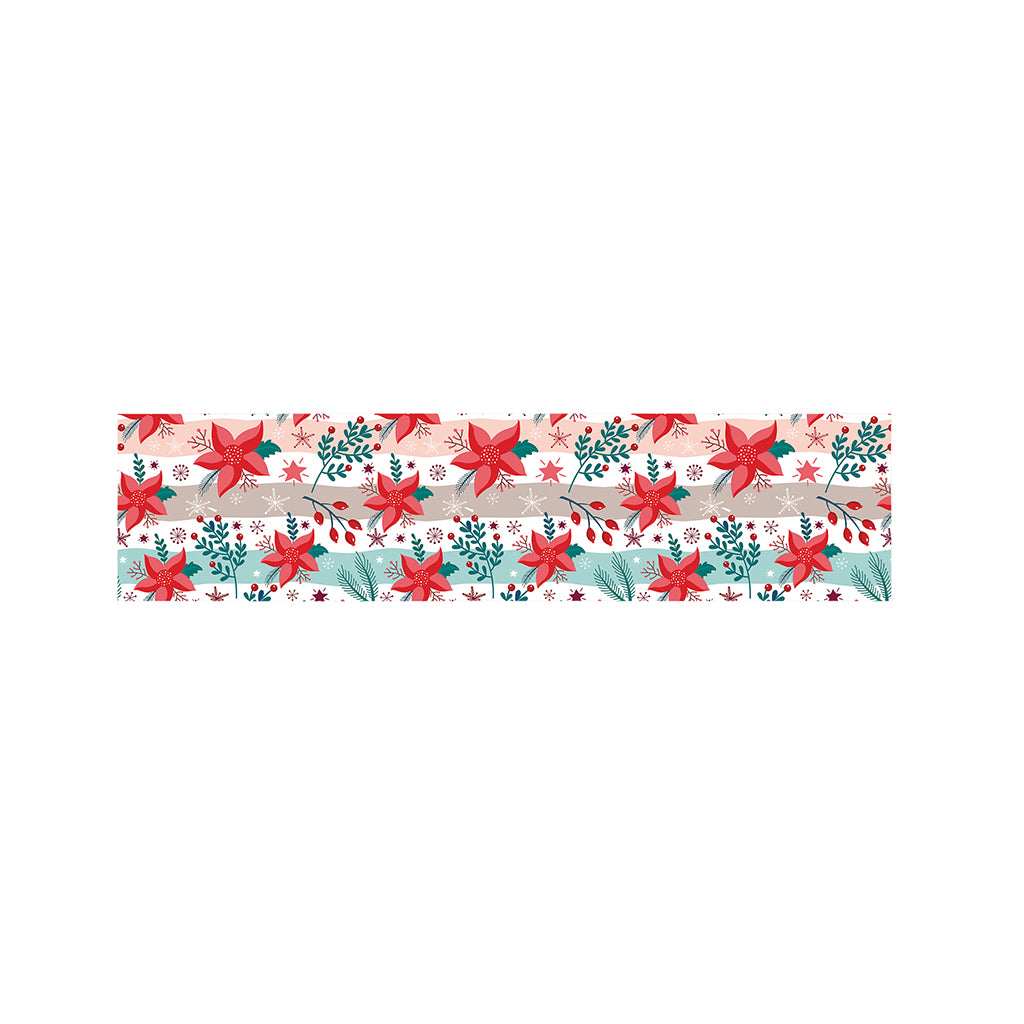 Cute Christmas Poinsettia Pattern Print Bed Runner