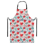 Cute Christmas Poinsettia Pattern Print Bib Apron With Pocket